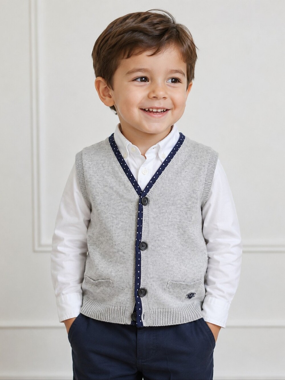 Boys Beautifully Made Button Down Sweater Vest by Mayoral Size 3